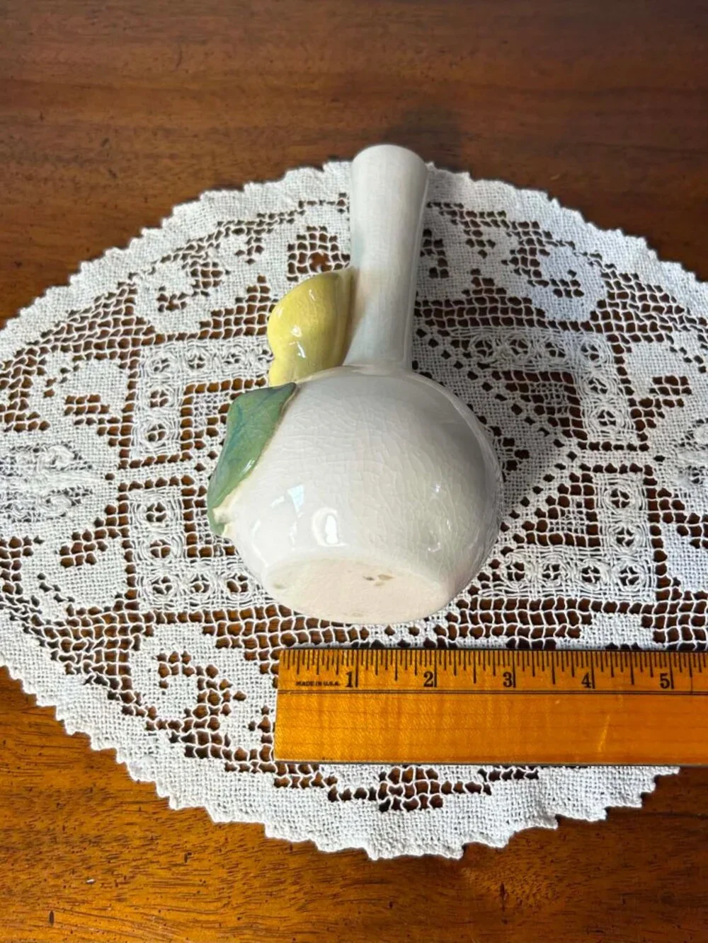 Vintage 3D Yellow Calla Lily Ceramic Bud Vase - Mid-Century Floral